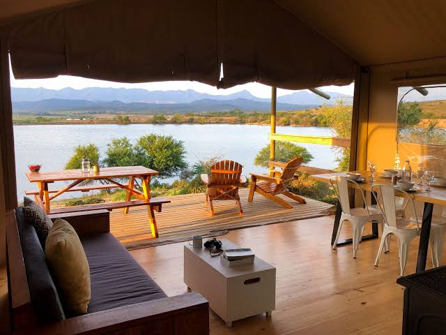 Business camping retreat setting